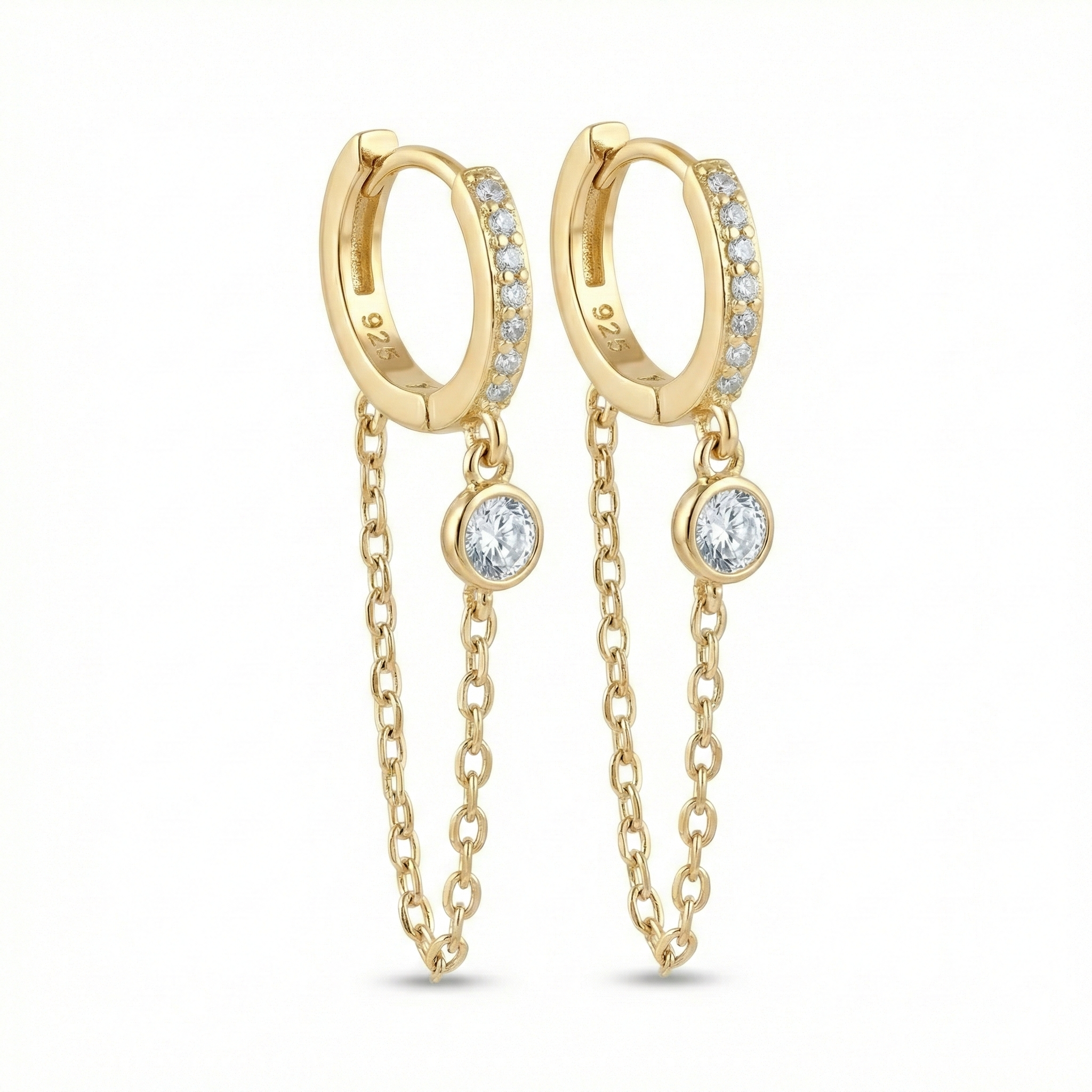 Alira Creolen Ohrringe 925 Sterling Silber Vergoldet hängend mit Zirkonia Stein