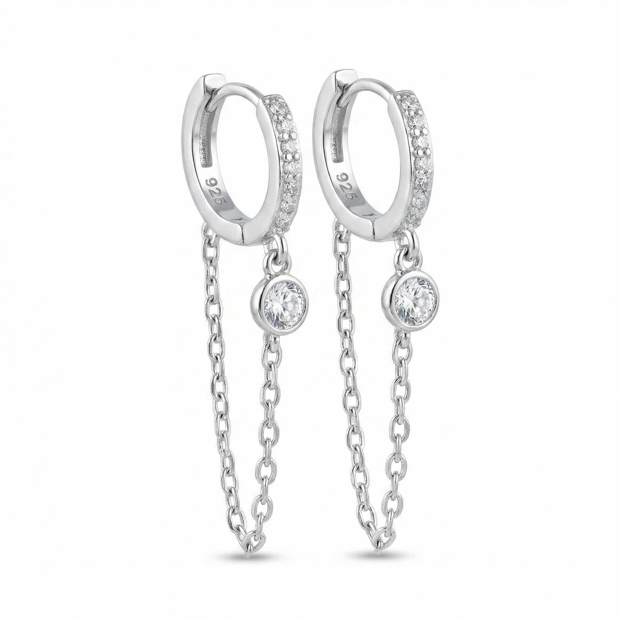 Alira Creolen Ohrringe 925 Sterling Silber Vergoldet hängend mit Zirkonia Stein