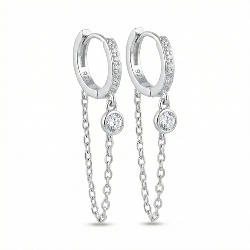 Alira Creolen Ohrringe 925 Sterling Silber Vergoldet hängend mit Zirkonia Stein