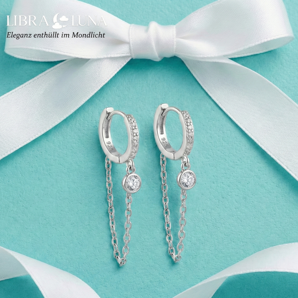 Alira Creolen Ohrringe 925 Sterling Silber Vergoldet hängend mit Zirkonia Stein