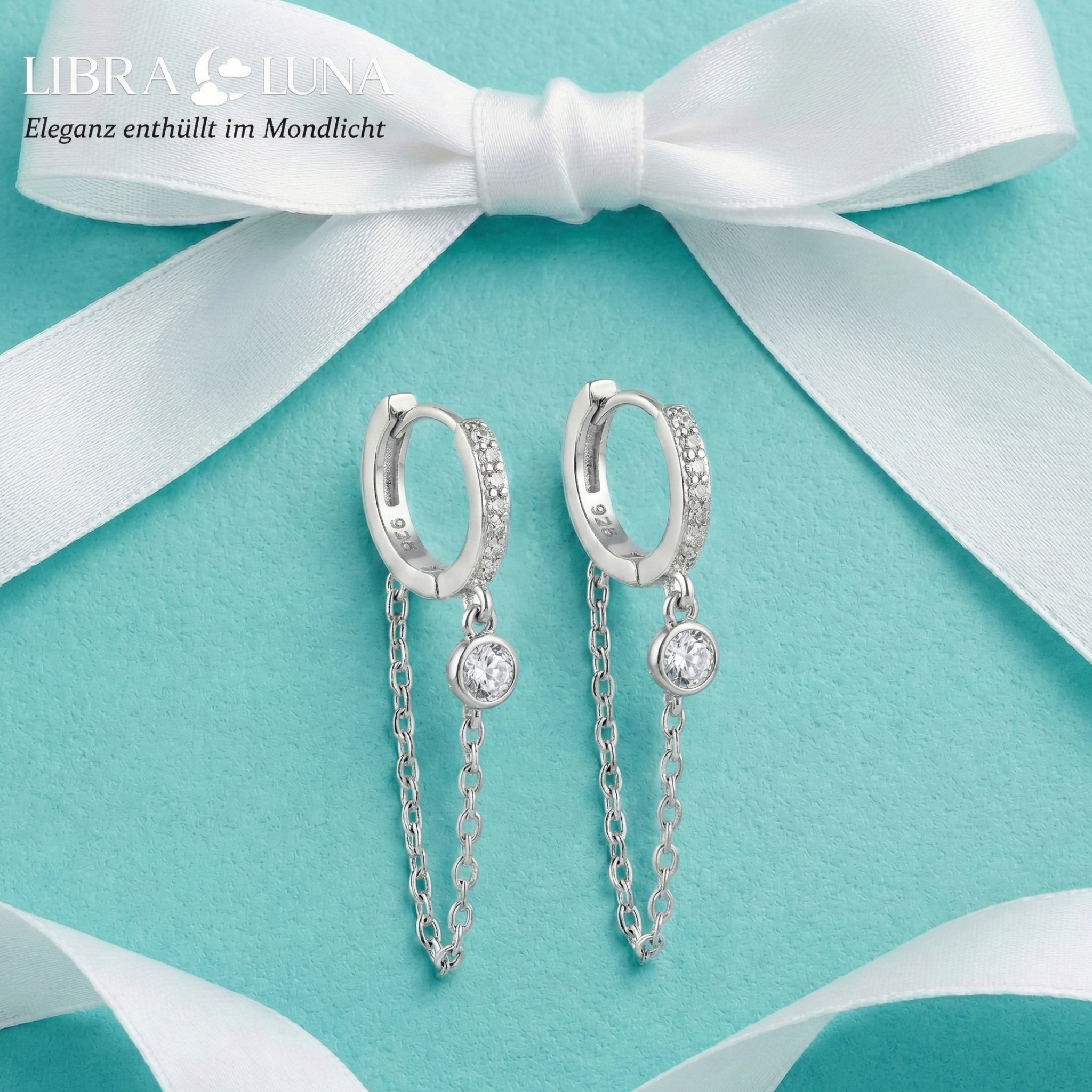 Alira Creolen Ohrringe 925 Sterling Silber Vergoldet hängend mit Zirkonia Stein