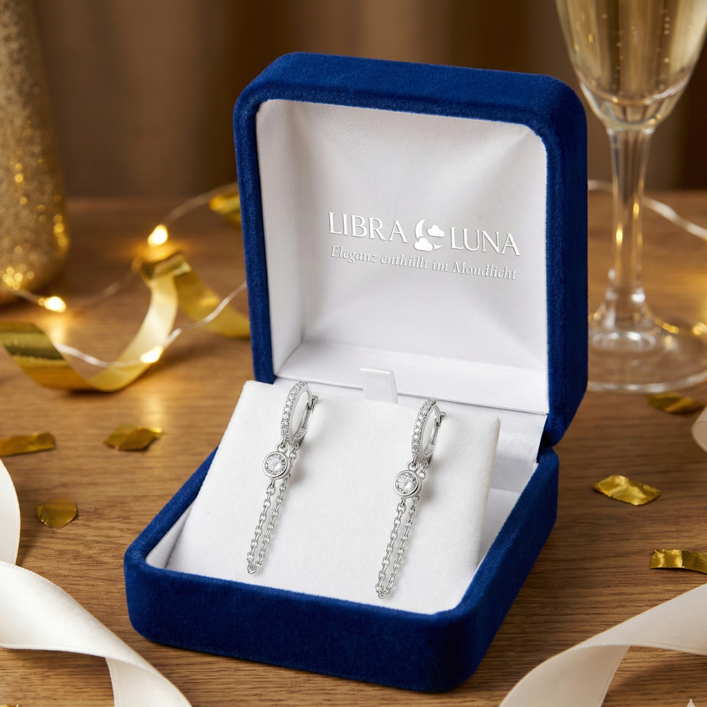 Alira Creolen Ohrringe 925 Sterling Silber Vergoldet hängend mit Zirkonia Stein