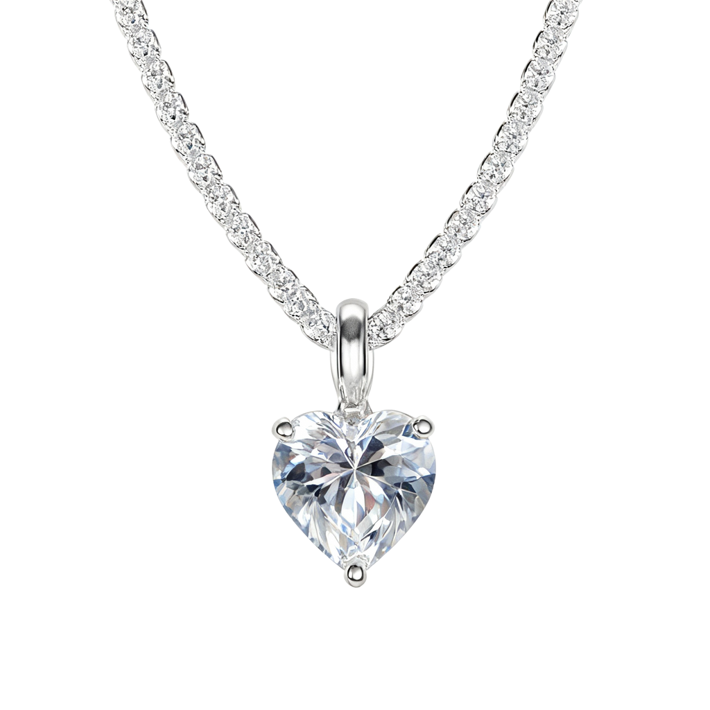 Amore Halskette Herz Anhänger mit Zirkonia 925 Sterling Silber