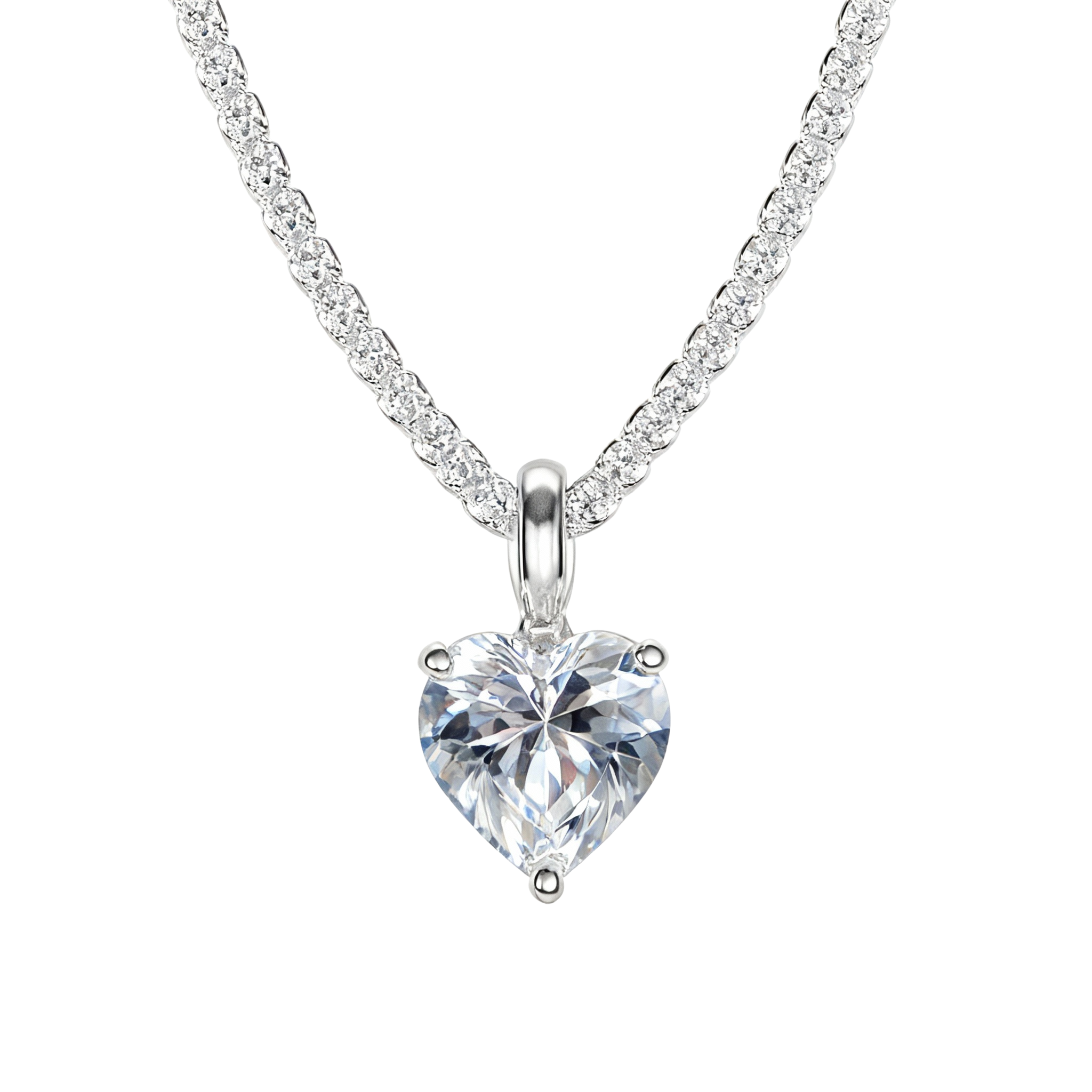 Amore Halskette Herz Anhänger mit Zirkonia 925 Sterling Silber