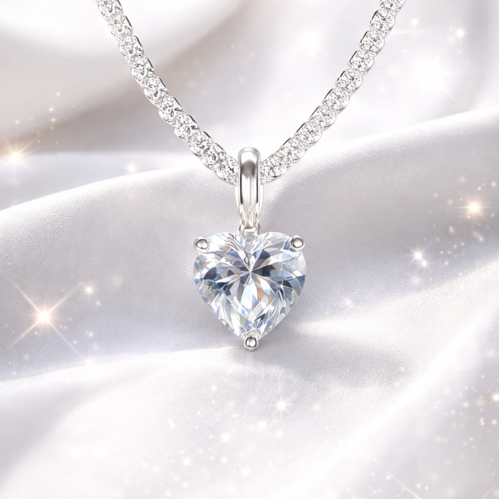 Amore Halskette Herz Anhänger mit Zirkonia 925 Sterling Silber