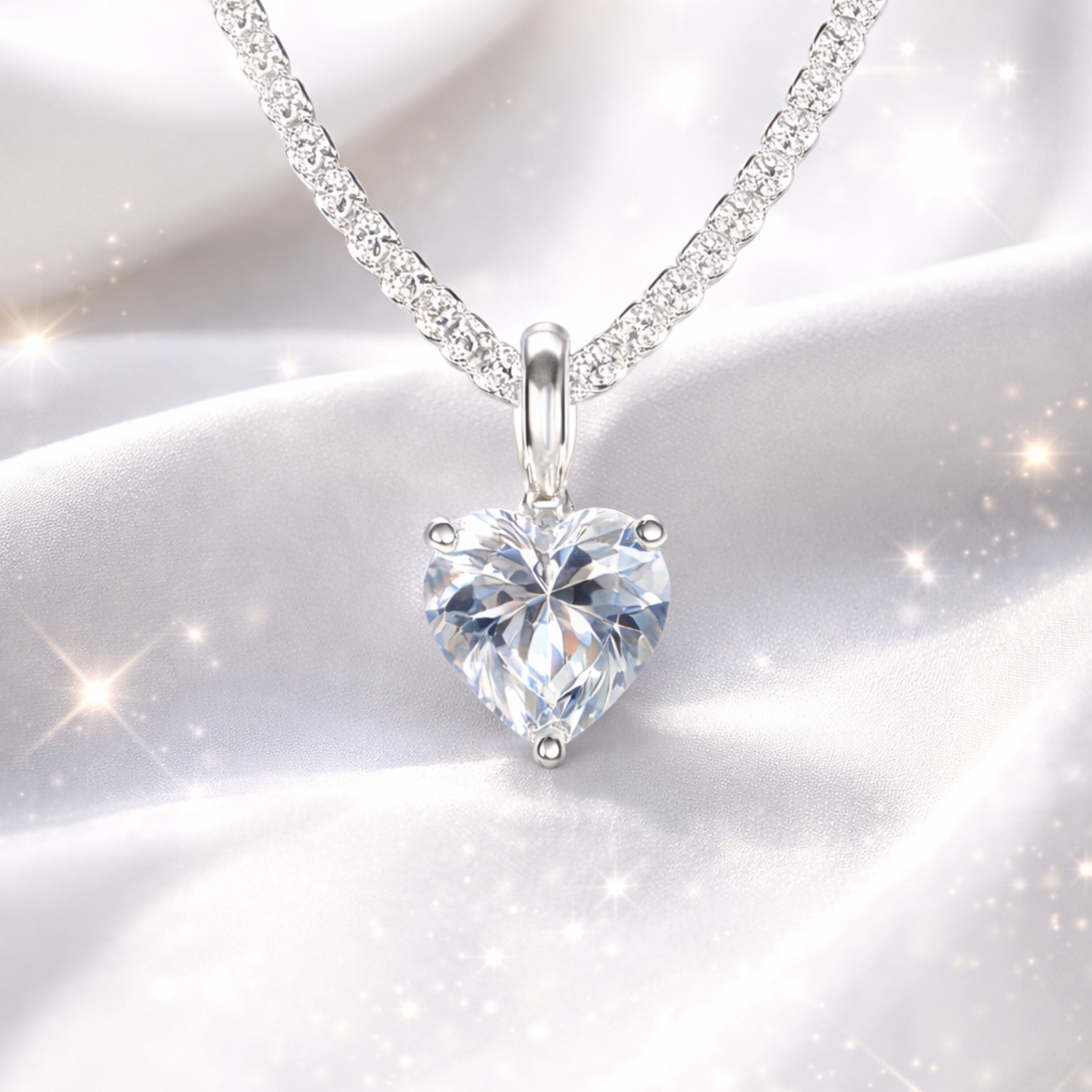 Amore Halskette Herz Anhänger mit Zirkonia 925 Sterling Silber