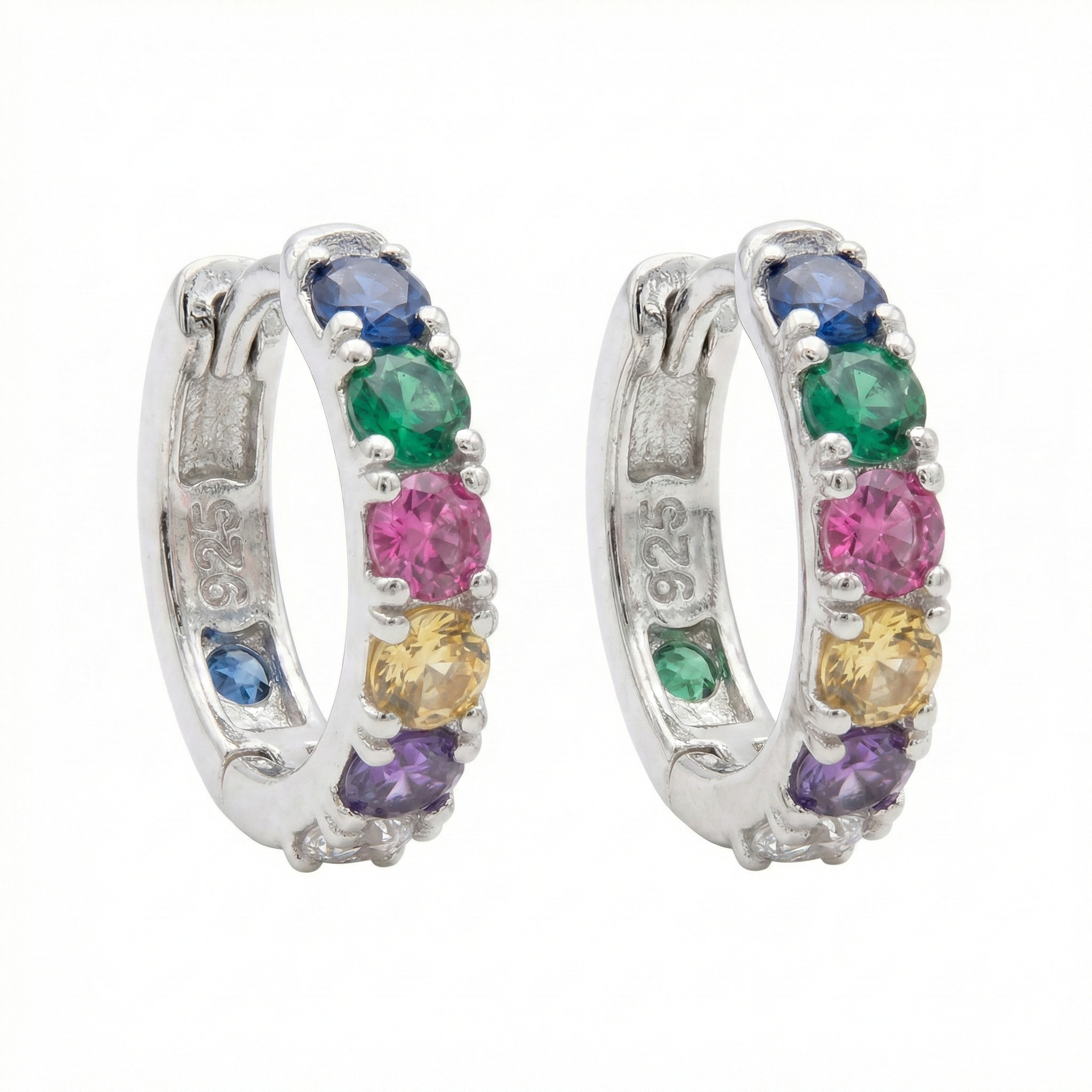 Avelina Creolen Ohrringe Creolen 925 Sterling Silber mit bunten Steinen