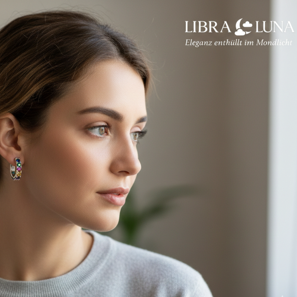 Avelina Creolen Ohrringe Creolen 925 Sterling Silber mit bunten Steinen