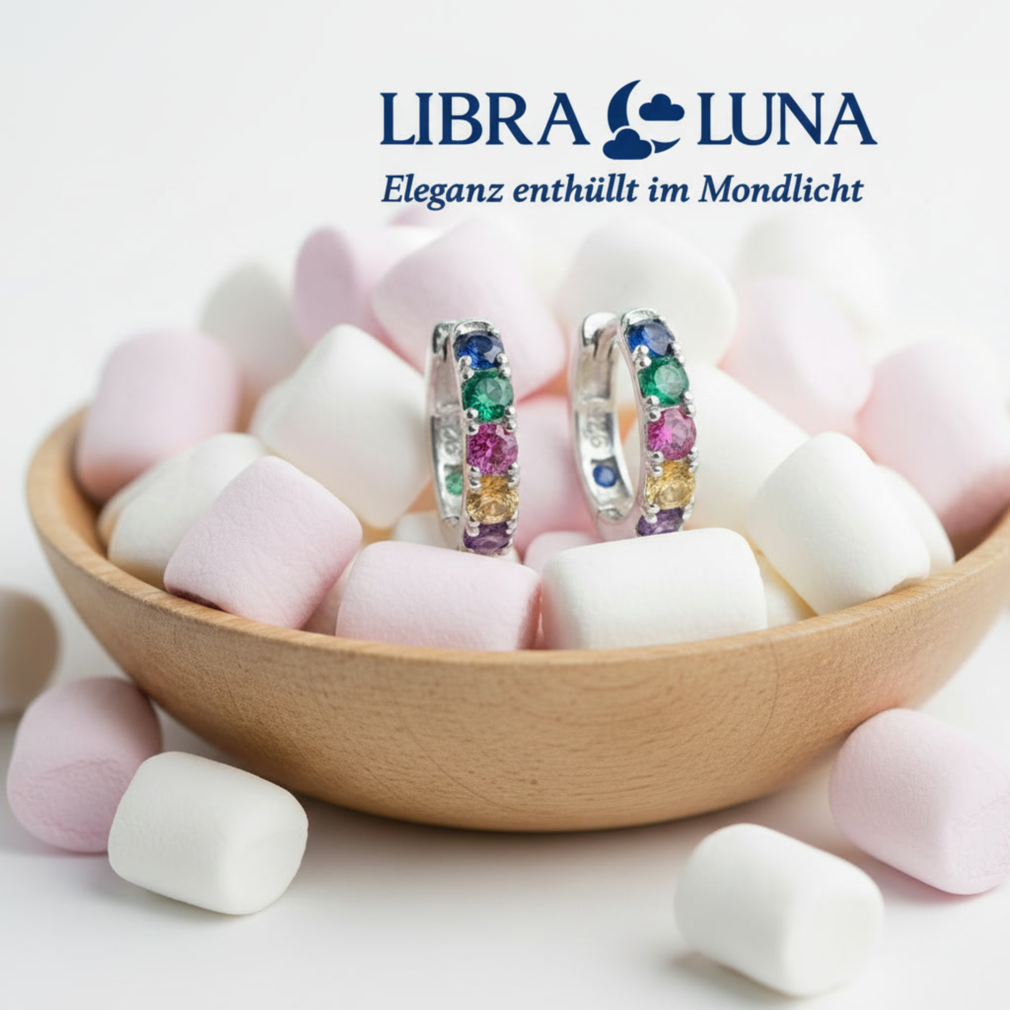 Avelina Creolen Ohrringe Creolen 925 Sterling Silber mit bunten Steinen