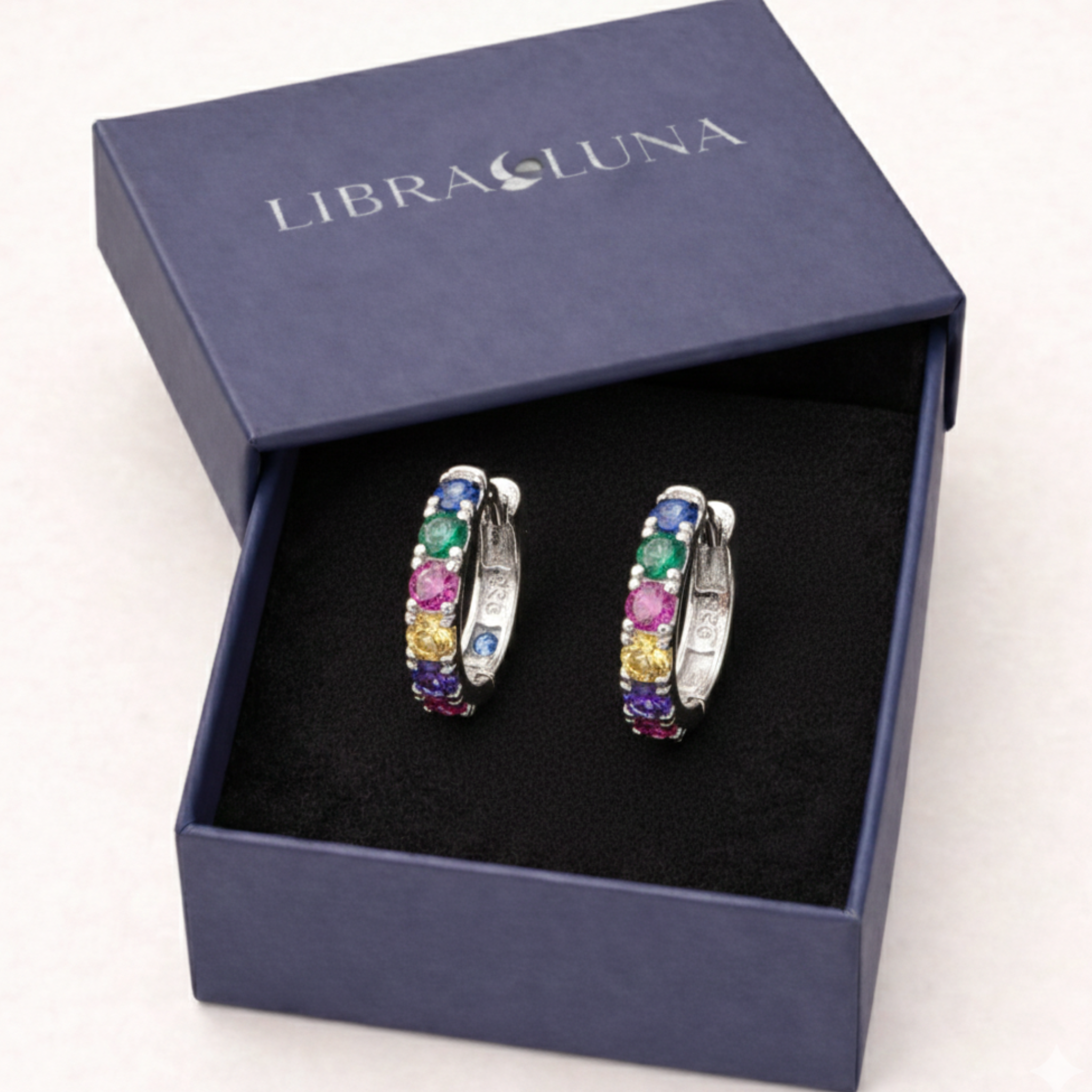 Avelina Creolen Ohrringe Creolen 925 Sterling Silber mit bunten Steinen