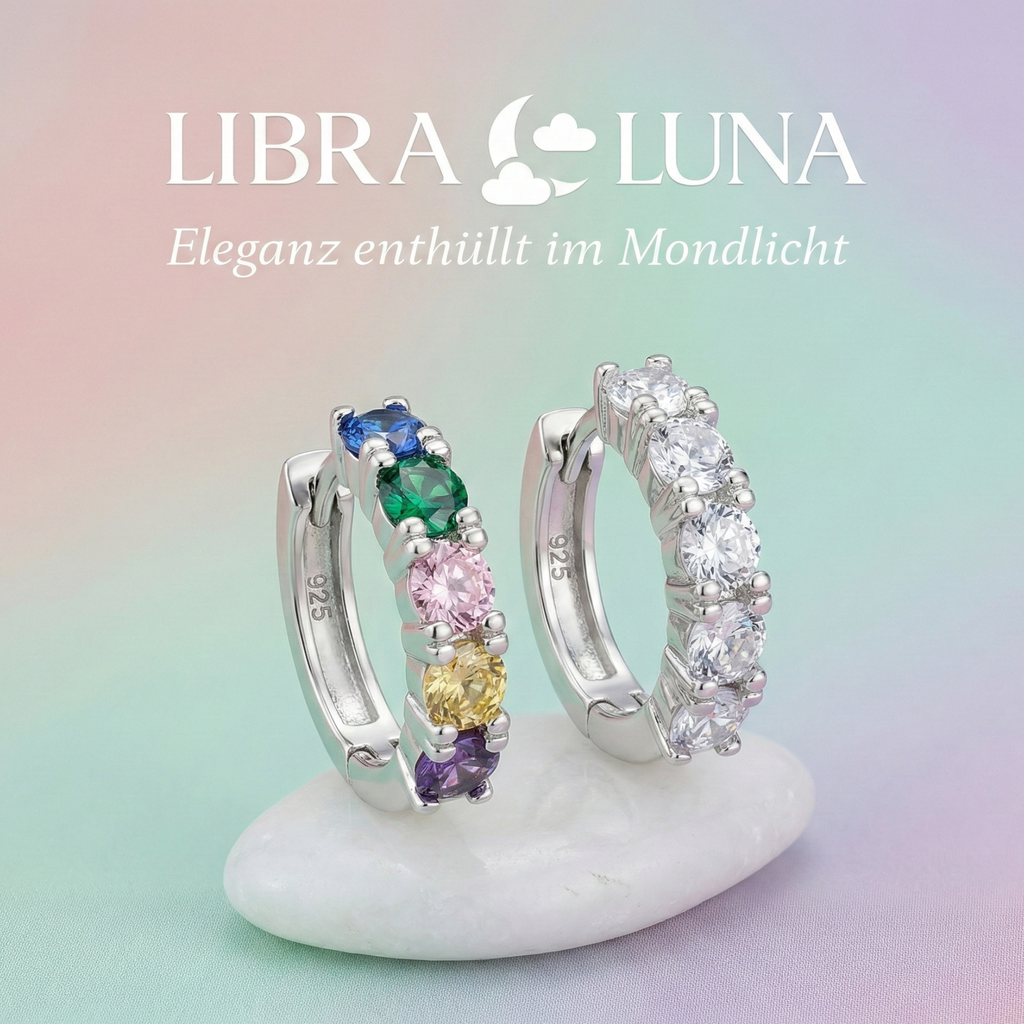 Avelina Creolen Ohrringe Creolen 925 Sterling Silber mit bunten Steinen