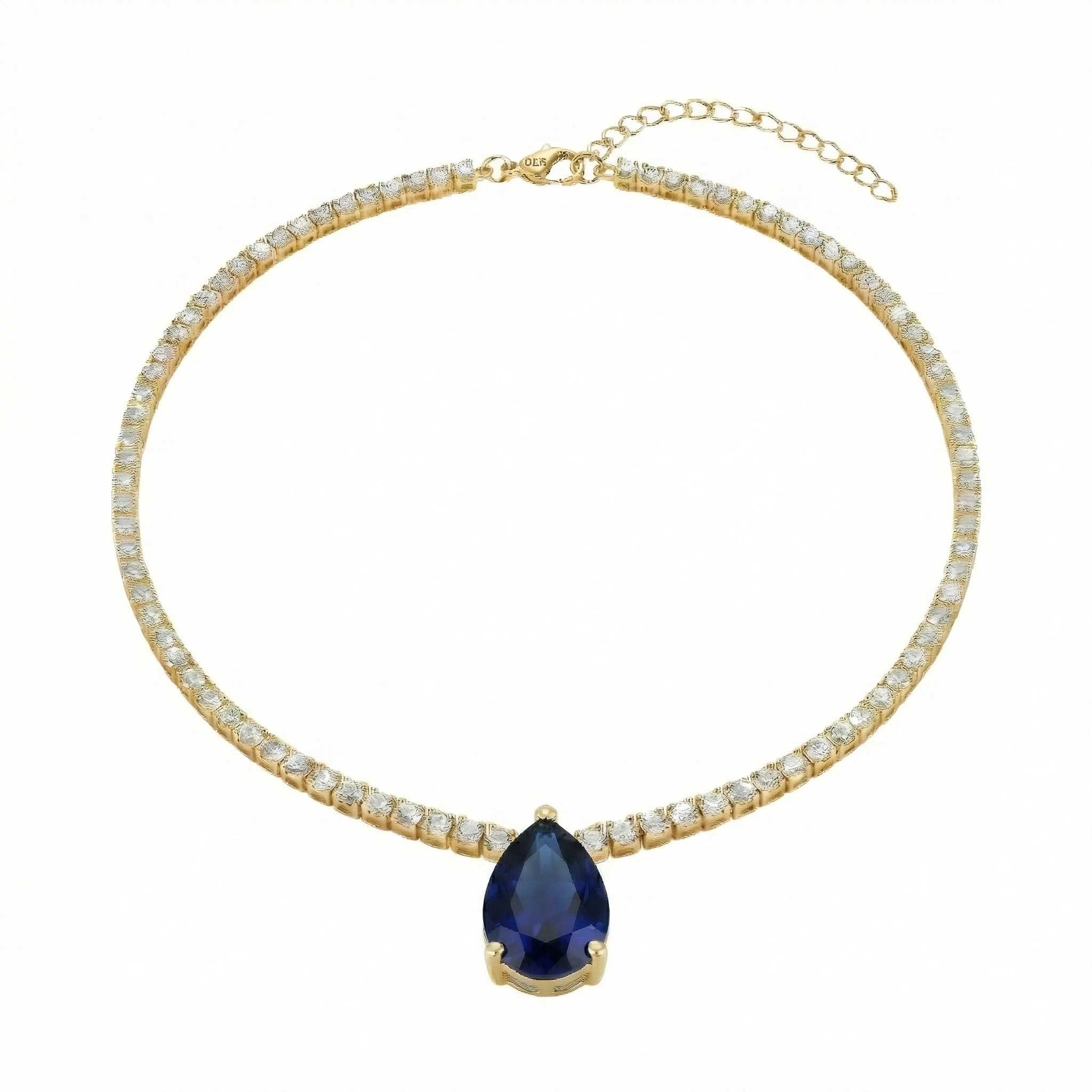 Azura Damen Halskette 925 Sterling Silber Gold Tropfen Anhänger mit Zirkonia Stein