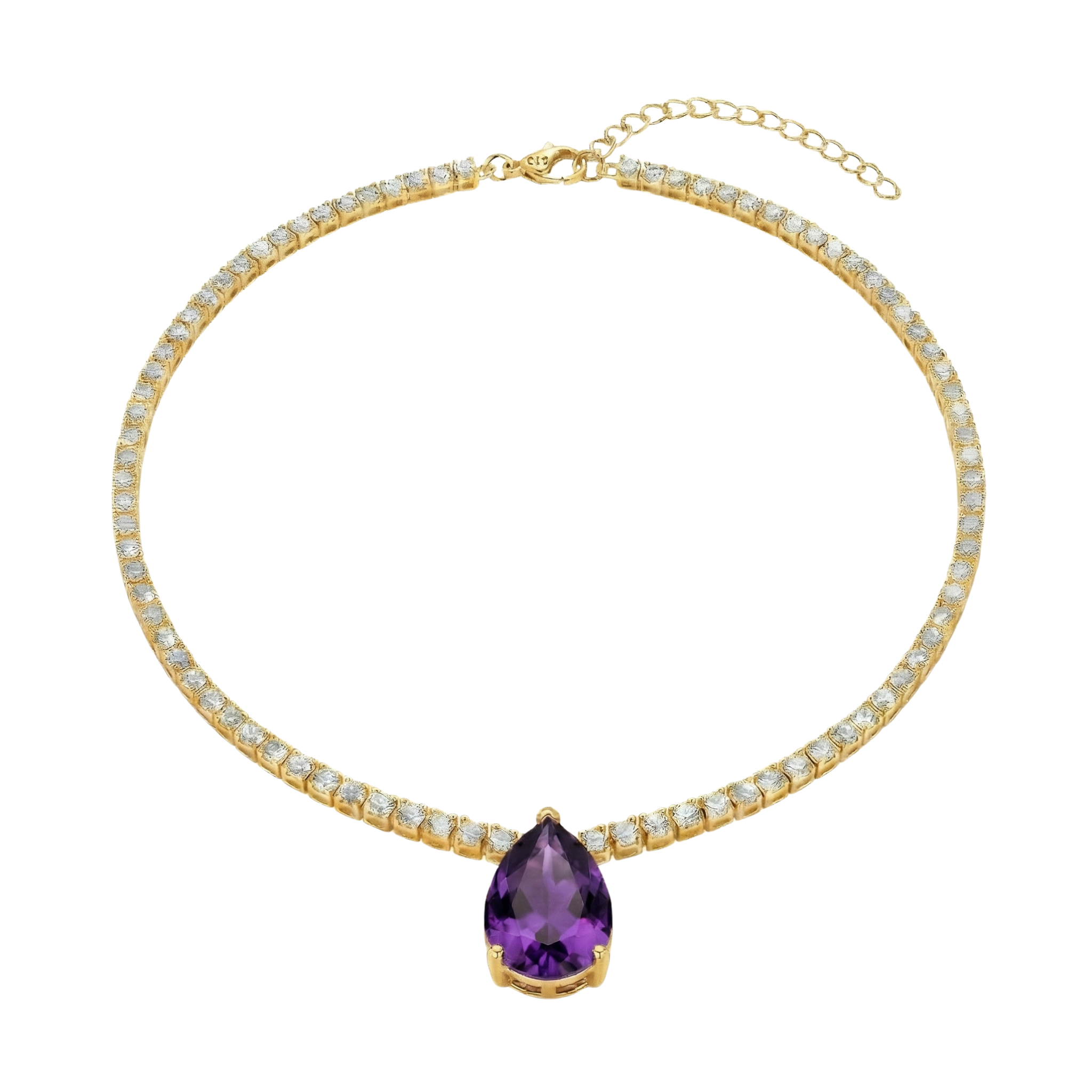 Azura Damen Halskette 925 Sterling Silber Gold Tropfen Anhänger mit Zirkonia Stein