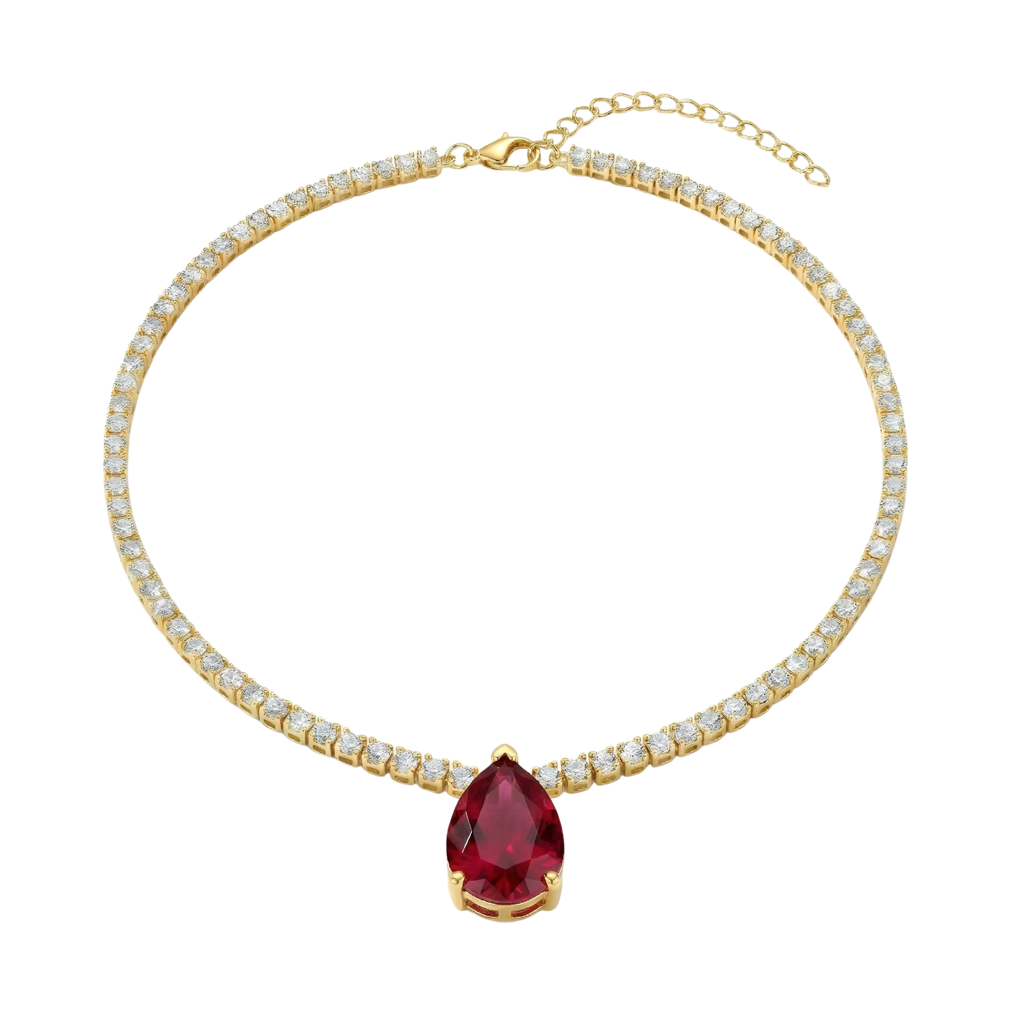 Azura Damen Halskette 925 Sterling Silber Gold Tropfen Anhänger mit Zirkonia Stein