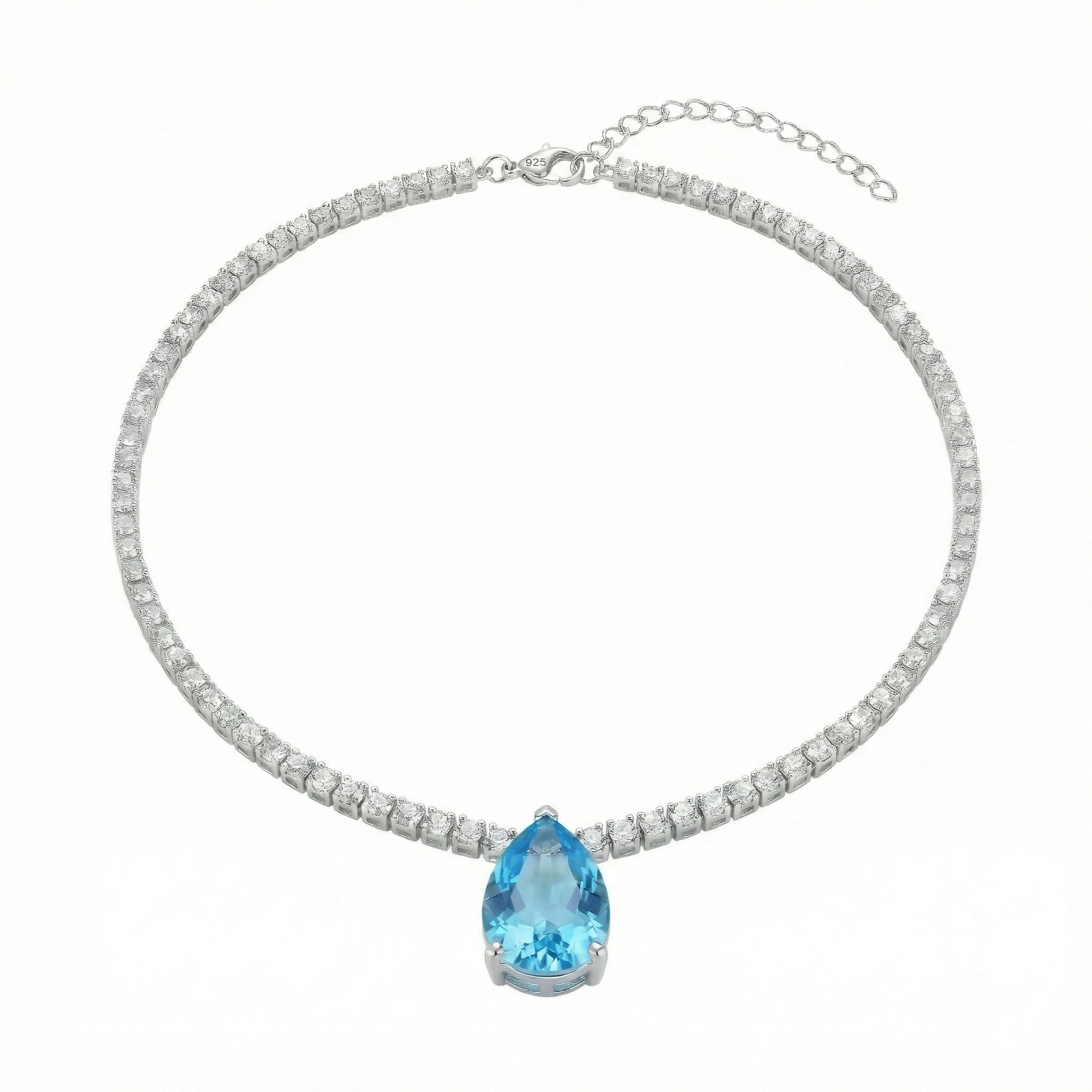 Azura Damen Halskette 925 Sterling Silber Gold Tropfen Anhänger mit Zirkonia Stein