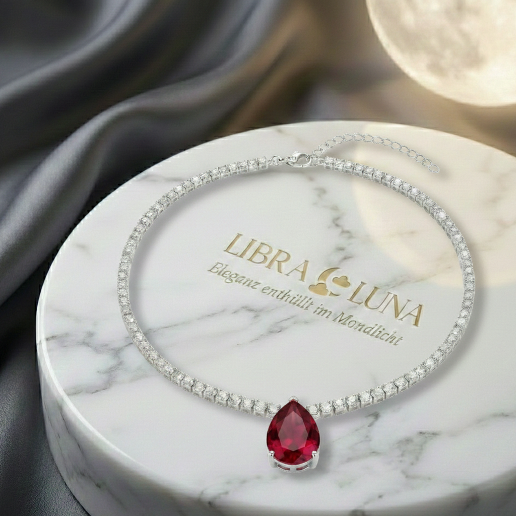 Azura Damen Halskette 925 Sterling Silber Gold Tropfen Anhänger mit Zirkonia Stein