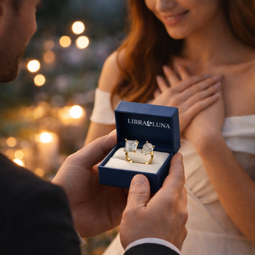 Elaris Ring 925 Sterling Silber vergoldet verstellbar offener Damenring mit Tropfen und quadratischem Design