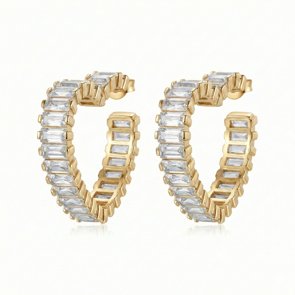 Eloria Herz Ohrringe 925 Sterling Silber Creolen mit Zirkonia 20 mm Herzform