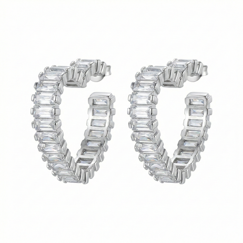 Eloria Herz Ohrringe 925 Sterling Silber Creolen mit Zirkonia 20 mm Herzform
