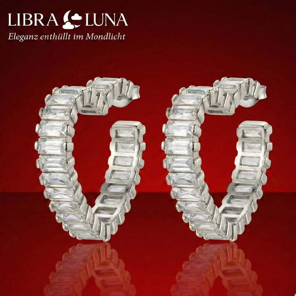 Eloria Herz Ohrringe 925 Sterling Silber Creolen mit Zirkonia 20 mm Herzform
