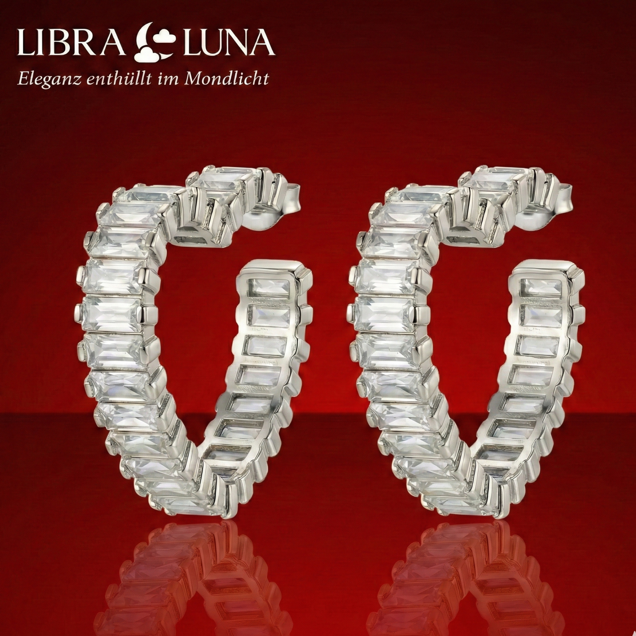 Eloria Herz Ohrringe 925 Sterling Silber Creolen mit Zirkonia 20 mm Herzform