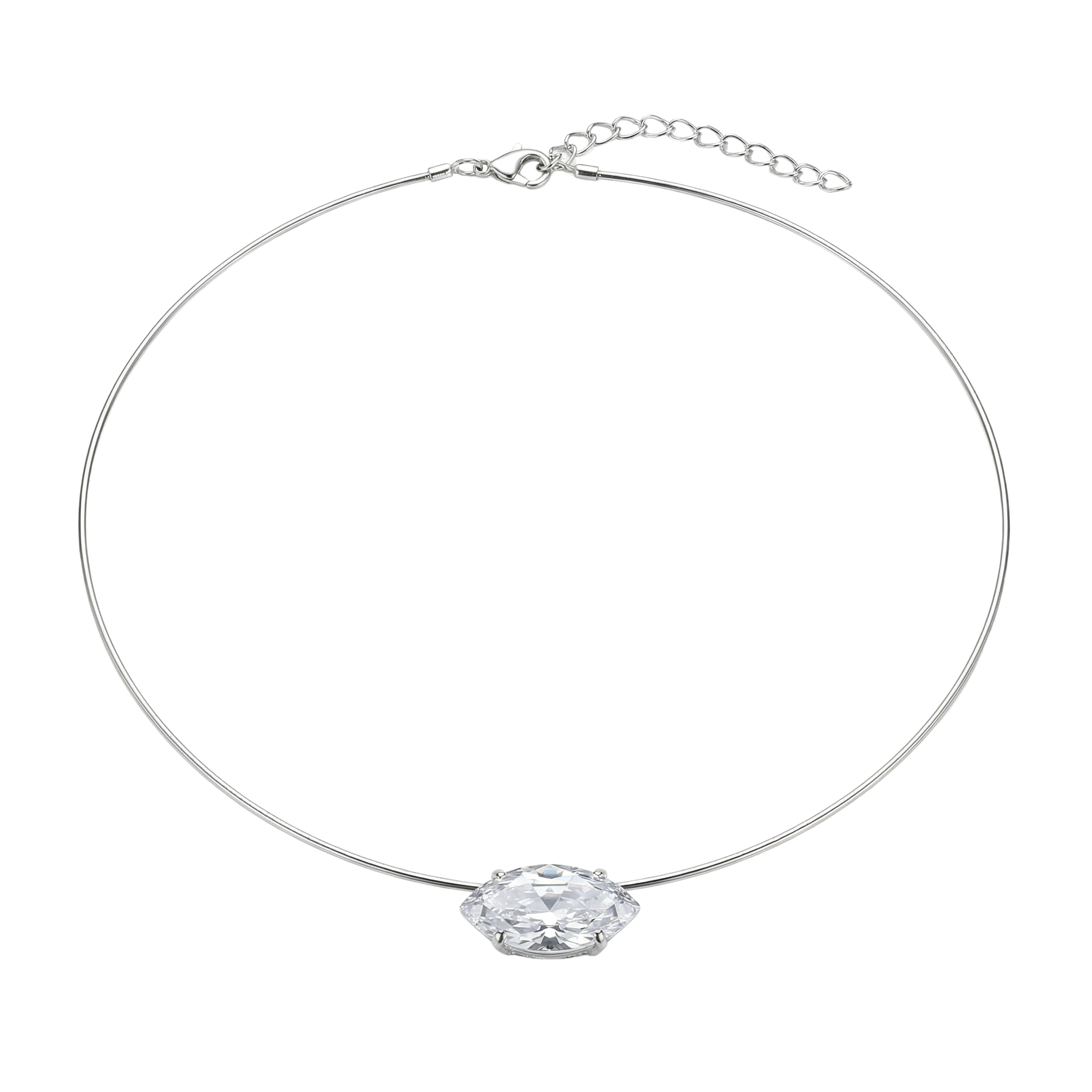 Elvaris Halskette Choker 925 Sterling Silber Gold Marquise Zirkonia Anhänger