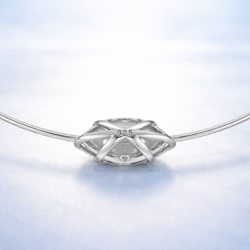 Elvaris Halskette Choker 925 Sterling Silber Gold Marquise Zirkonia Anhänger