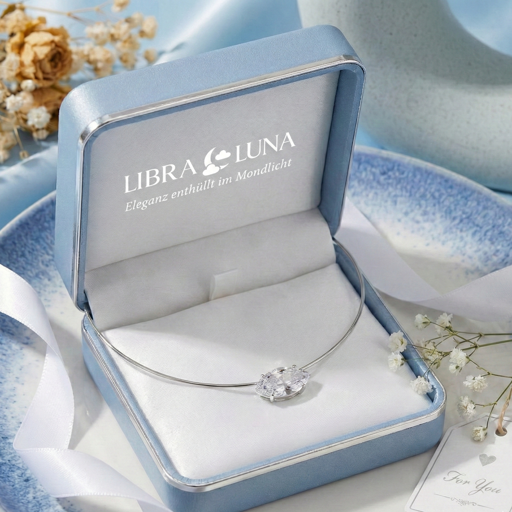 Elvaris Halskette Choker 925 Sterling Silber Gold Marquise Zirkonia Anhänger