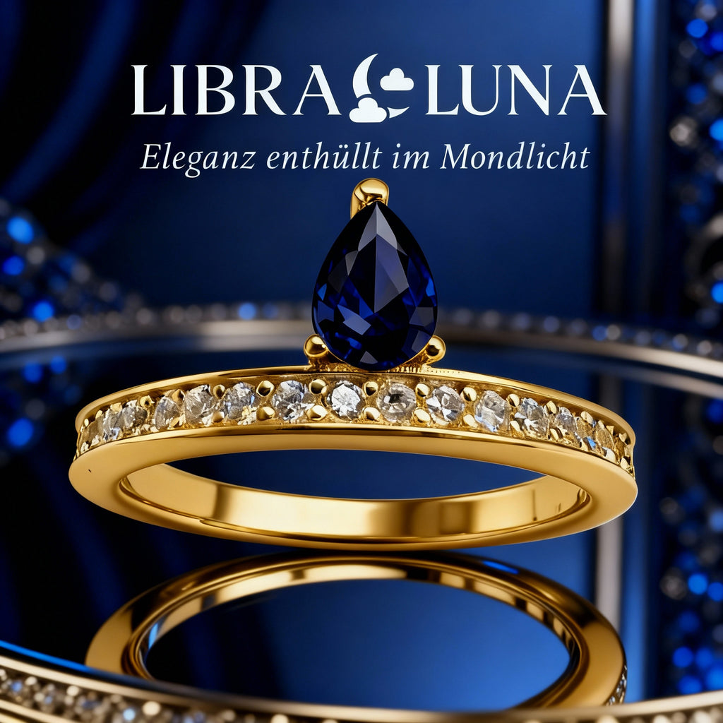 Aurora Damen Ring 925 Sterling Silber vergoldet mit Stein in Tropfenform in verschiedenen Farben