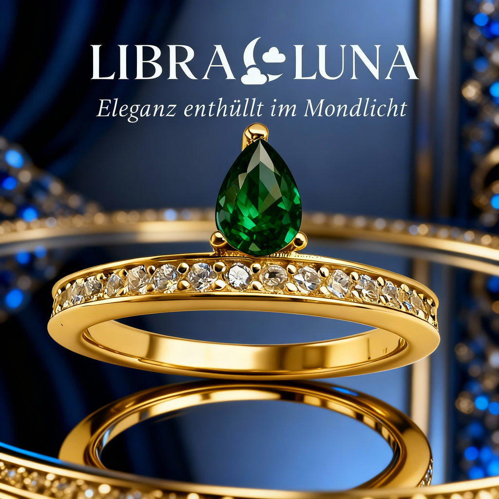 Aurora Damen Ring 925 Sterling Silber vergoldet mit Stein in Tropfenform in verschiedenen Farben