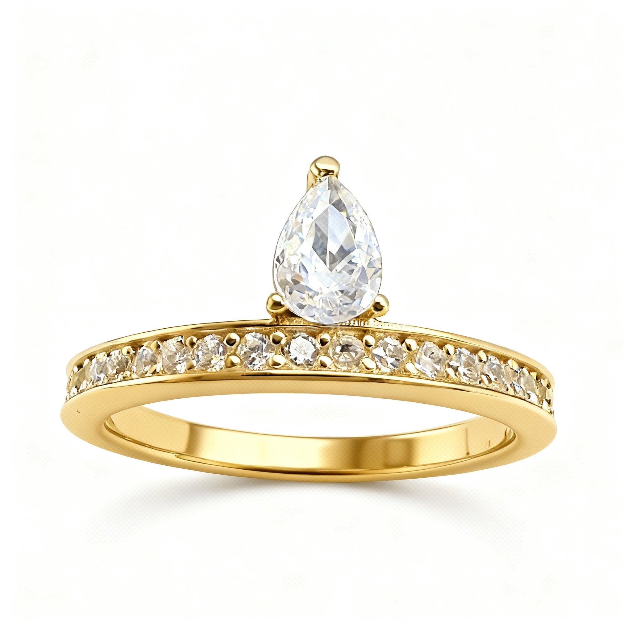 Aurora Damen Ring 925 Sterling Silber vergoldet mit Stein in Tropfenform in verschiedenen Farben