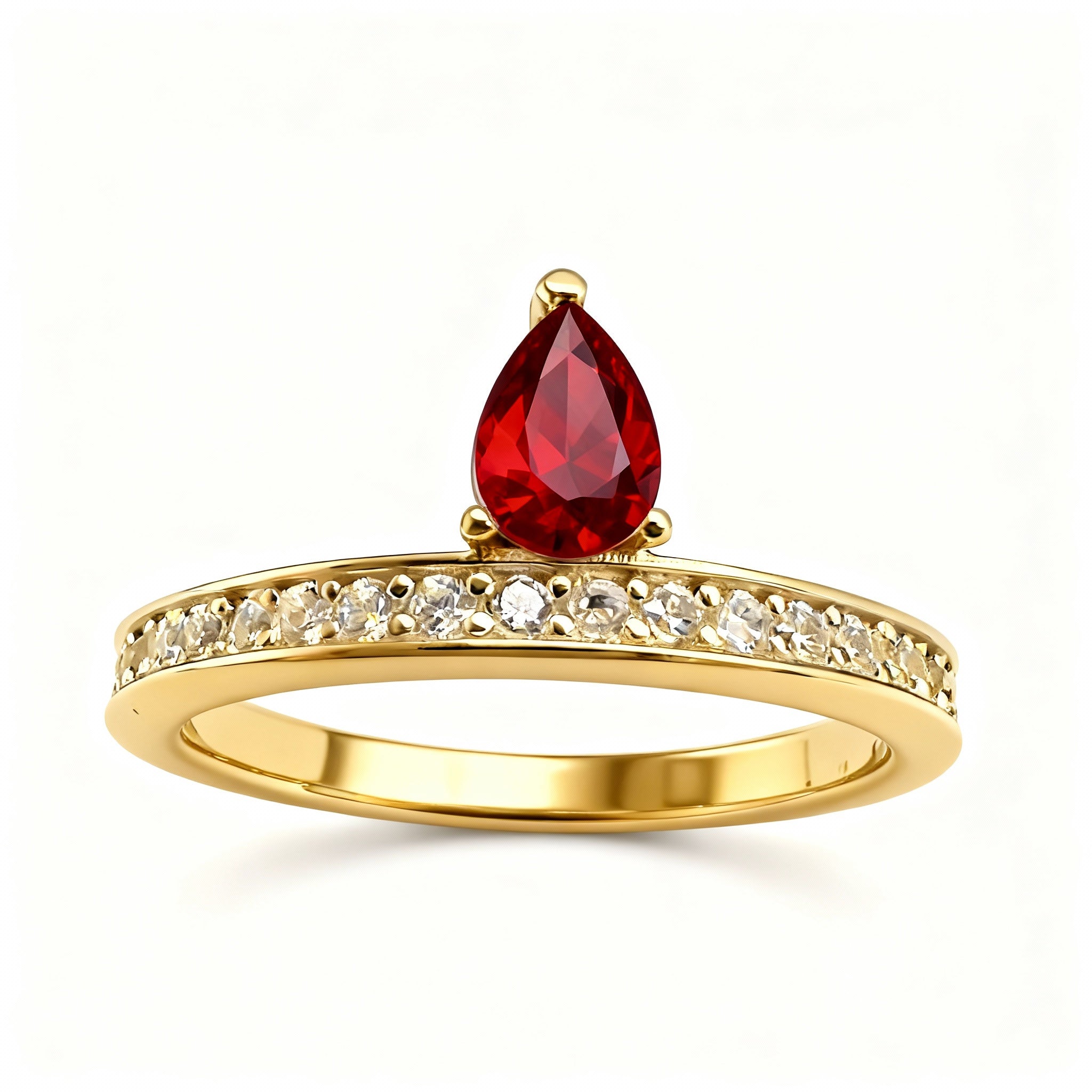 Aurora Damen Ring 925 Sterling Silber vergoldet mit Stein in Tropfenform in verschiedenen Farben