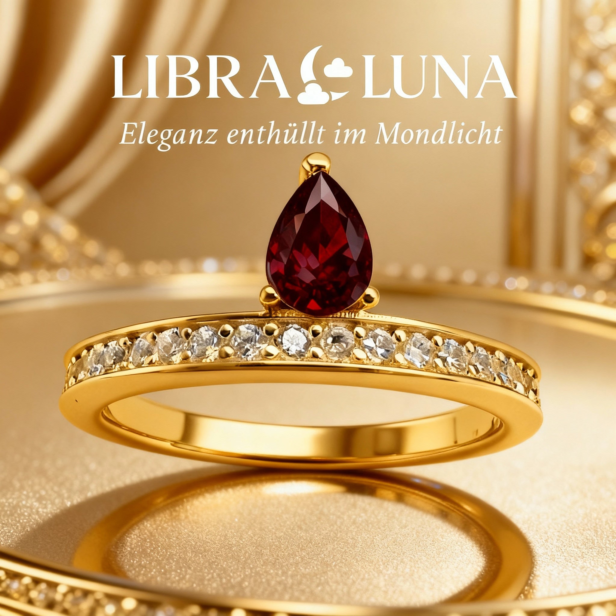 Aurora Damen Ring 925 Sterling Silber vergoldet mit Stein in Tropfenform in verschiedenen Farben