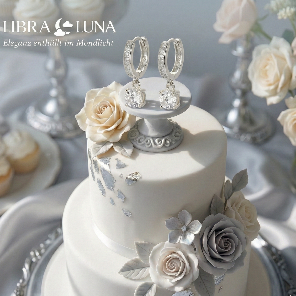 Hilara Creolen Ohrringe 925 Sterling Silber Vergoldet hängend mit Zirkonia Stein