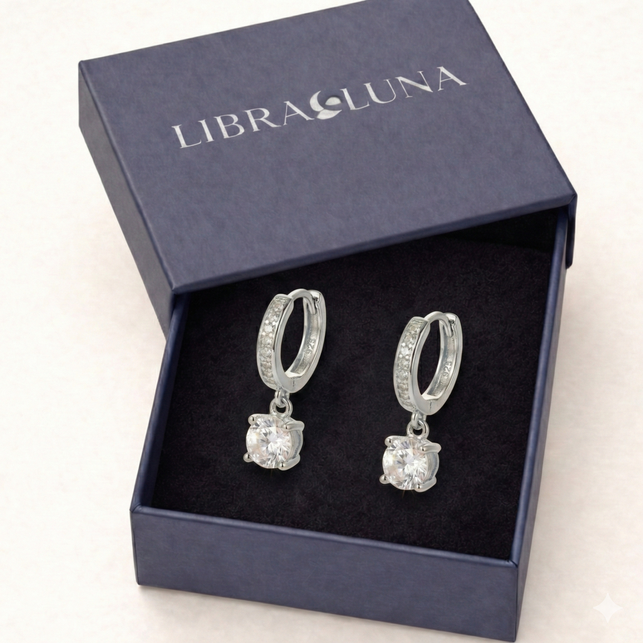 Hilara Creolen Ohrringe 925 Sterling Silber Vergoldet hängend mit Zirkonia Stein