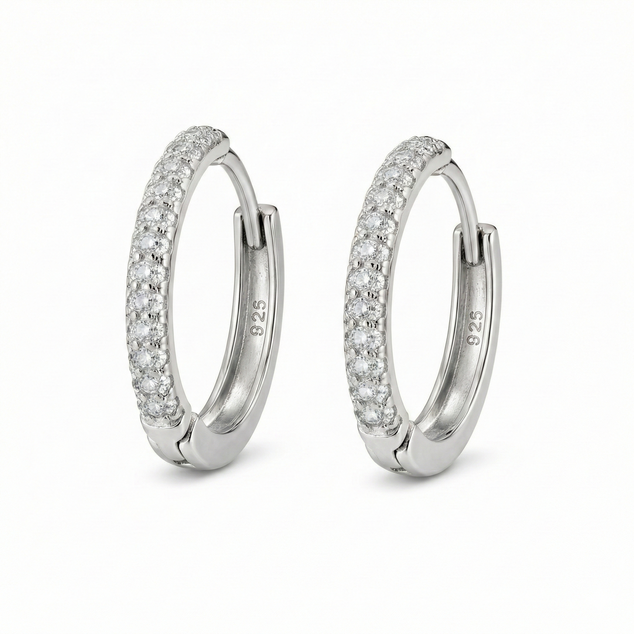 Hilara Creolen Ohrringe 925 Sterling Silber Vergoldet mit Zirkonia Stein