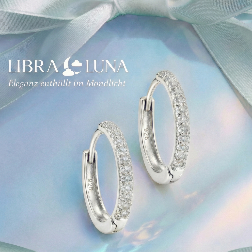 Hilara Creolen Ohrringe 925 Sterling Silber Vergoldet mit Zirkonia Stein