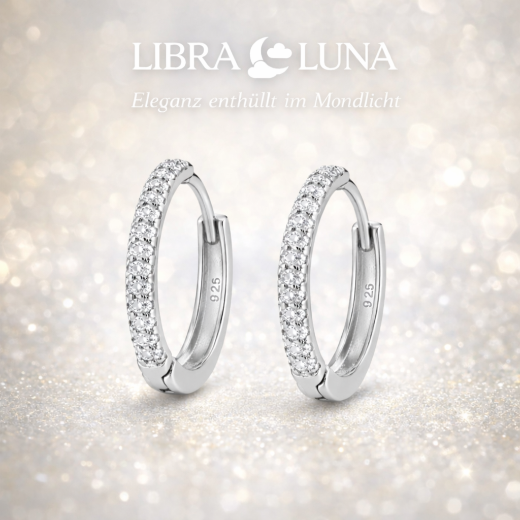 Hilara Creolen Ohrringe 925 Sterling Silber Vergoldet mit Zirkonia Stein