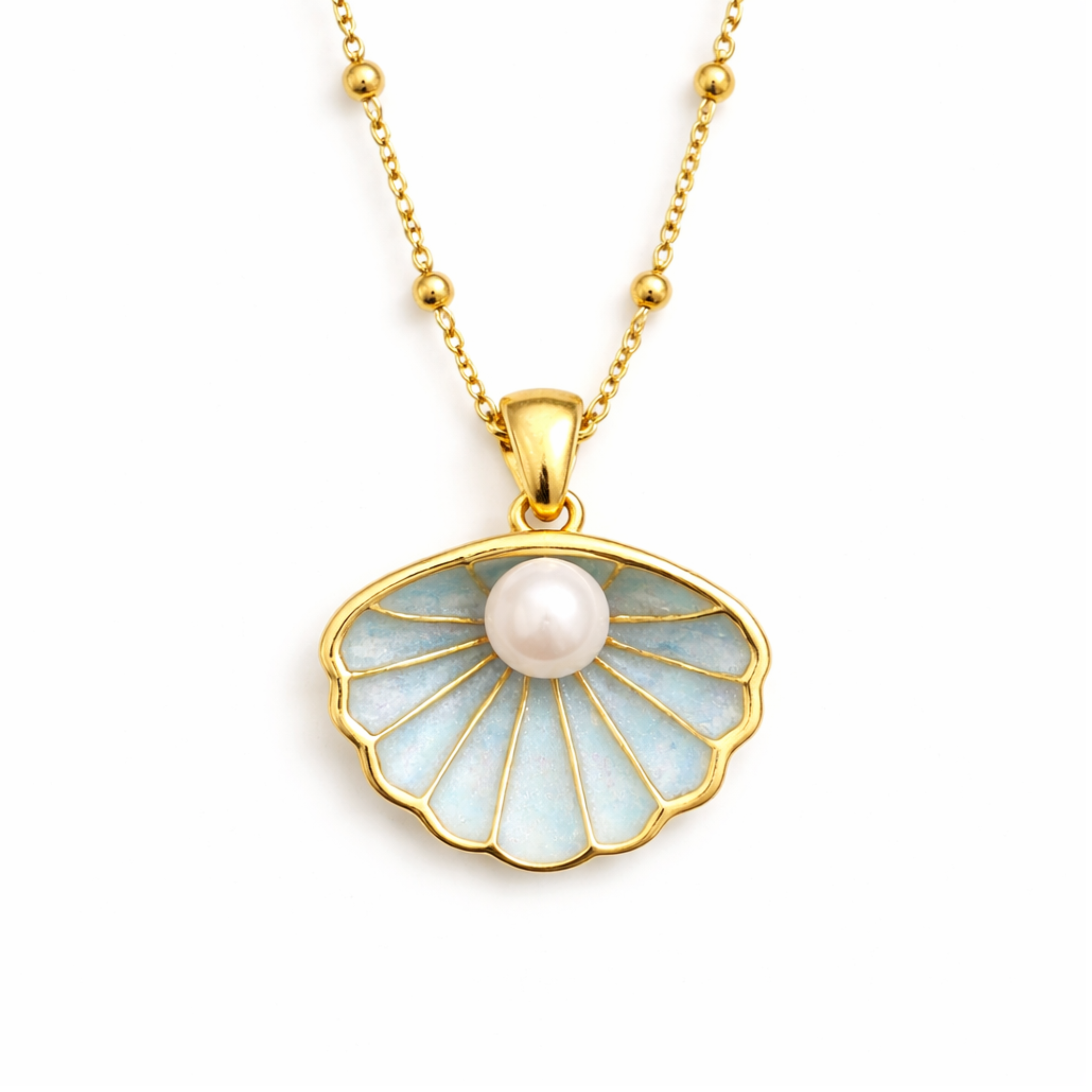 Maripera Damen Perlenkette Anhänger Kette 925 Sterling Silber Muschelform