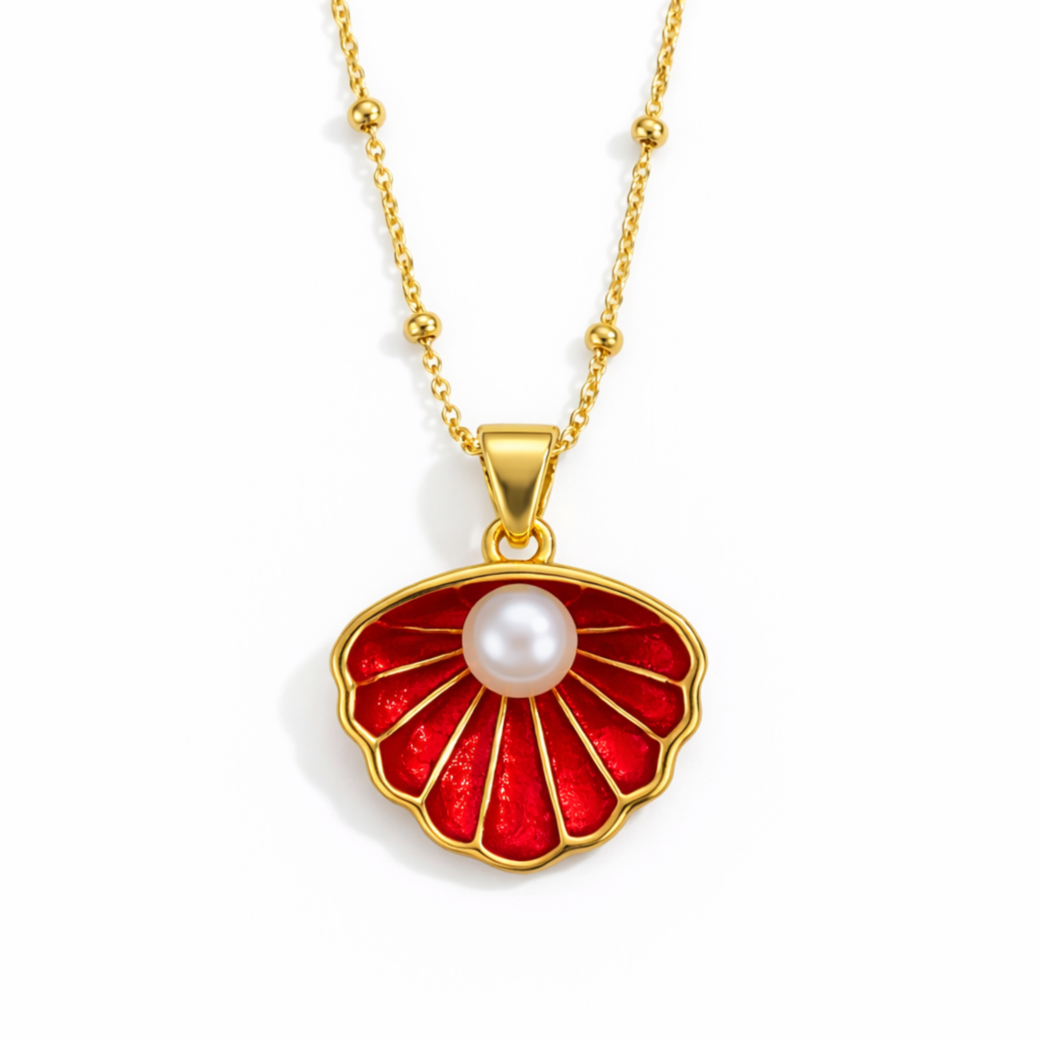 Maripera Damen Perlenkette Anhänger Kette 925 Sterling Silber Muschelform