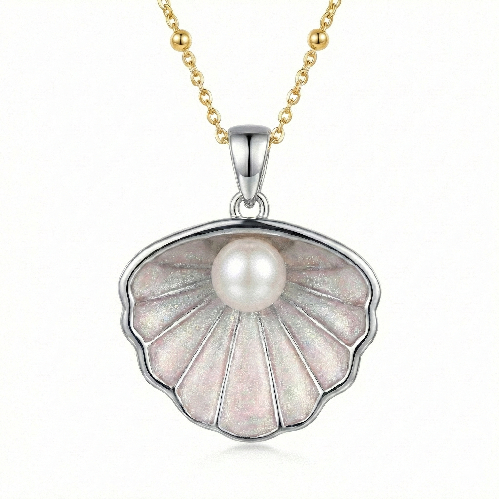 Maripera Damen Perlenkette Anhänger Kette 925 Sterling Silber Muschelform