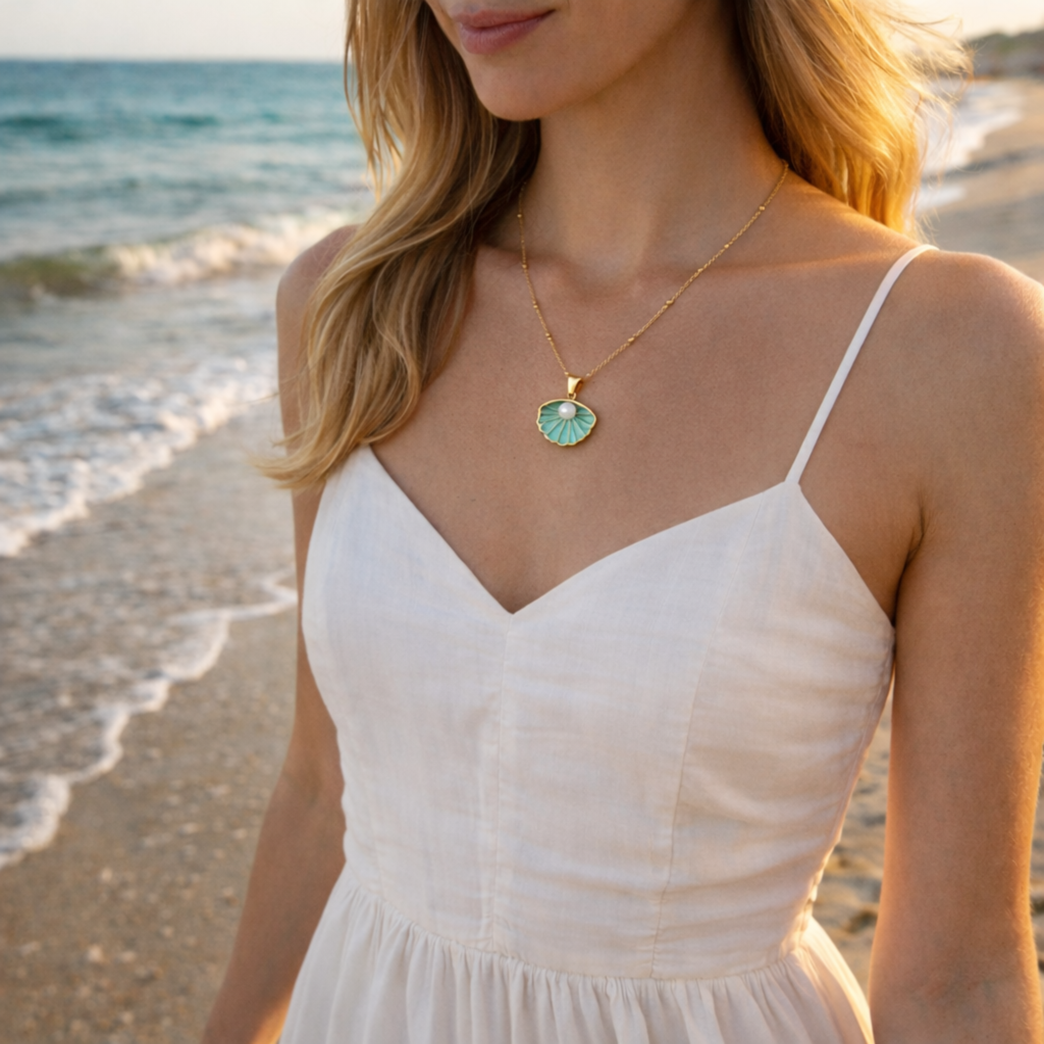 Maripera Damen Perlenkette Anhänger Kette 925 Sterling Silber Muschelform