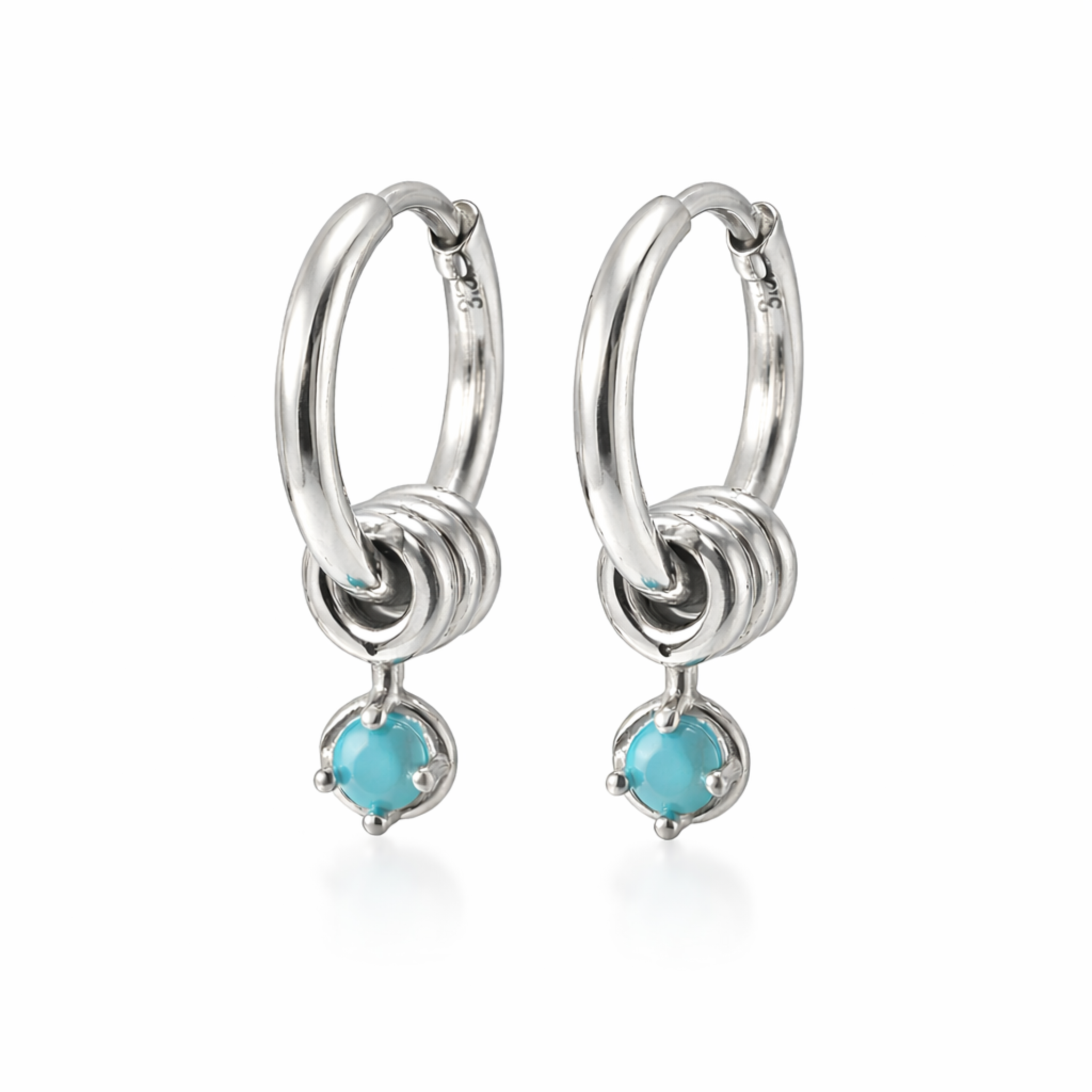 Nisara Creolen Ohrringe 925 Sterling Silber Vergoldet hängend mit Zirkonia Stein