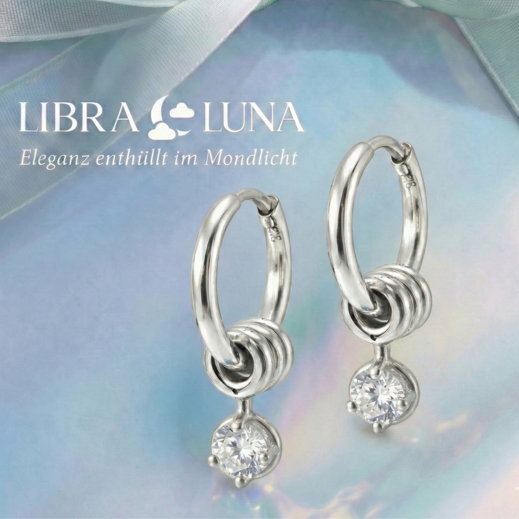 Nisara Creolen Ohrringe 925 Sterling Silber Vergoldet hängend mit Zirkonia Stein