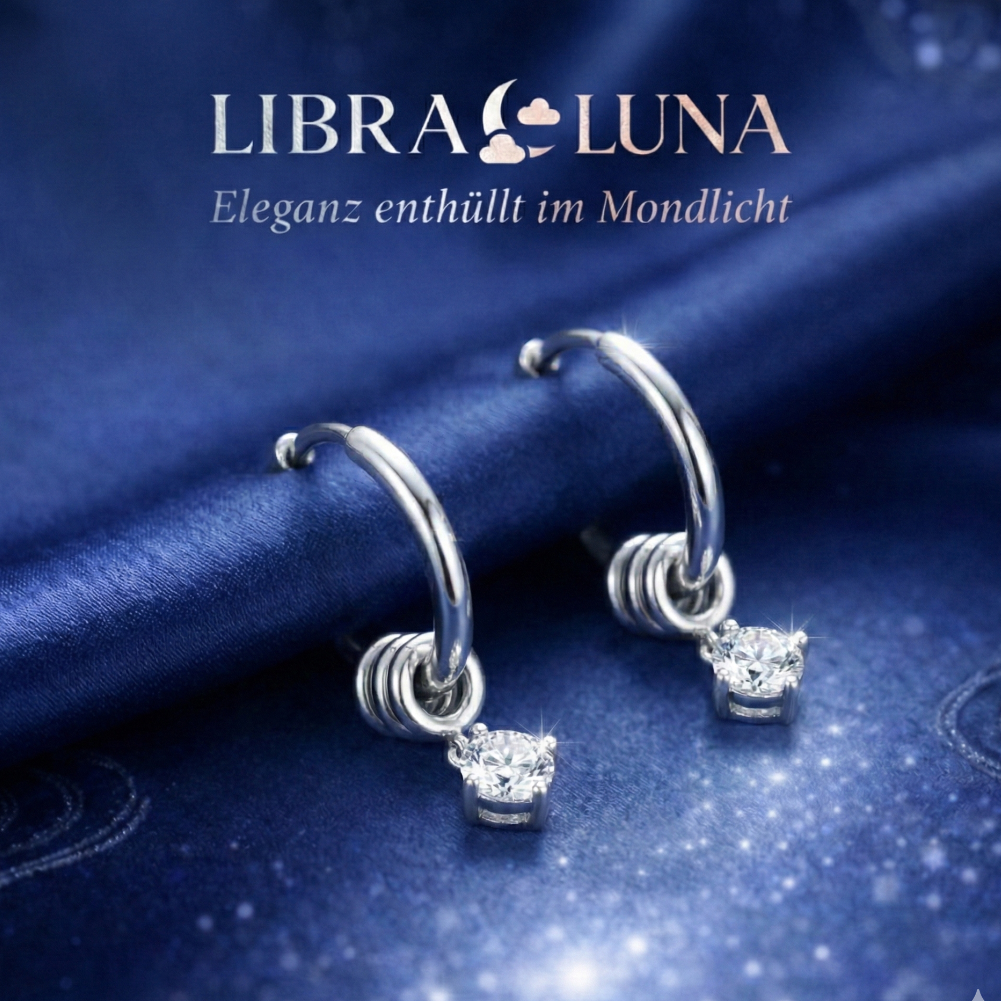 Nisara Creolen Ohrringe 925 Sterling Silber Vergoldet hängend mit Zirkonia Stein