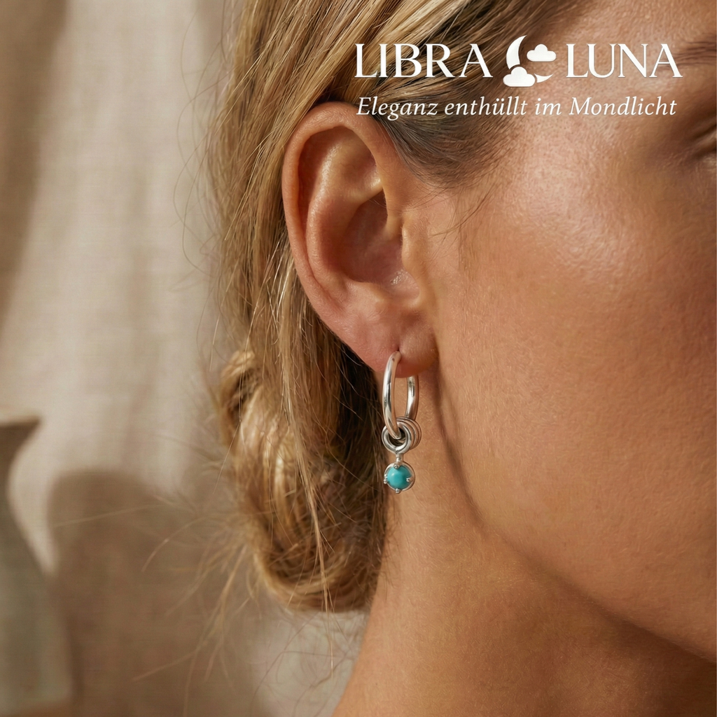 Nisara Creolen Ohrringe 925 Sterling Silber Vergoldet hängend mit Zirkonia Stein