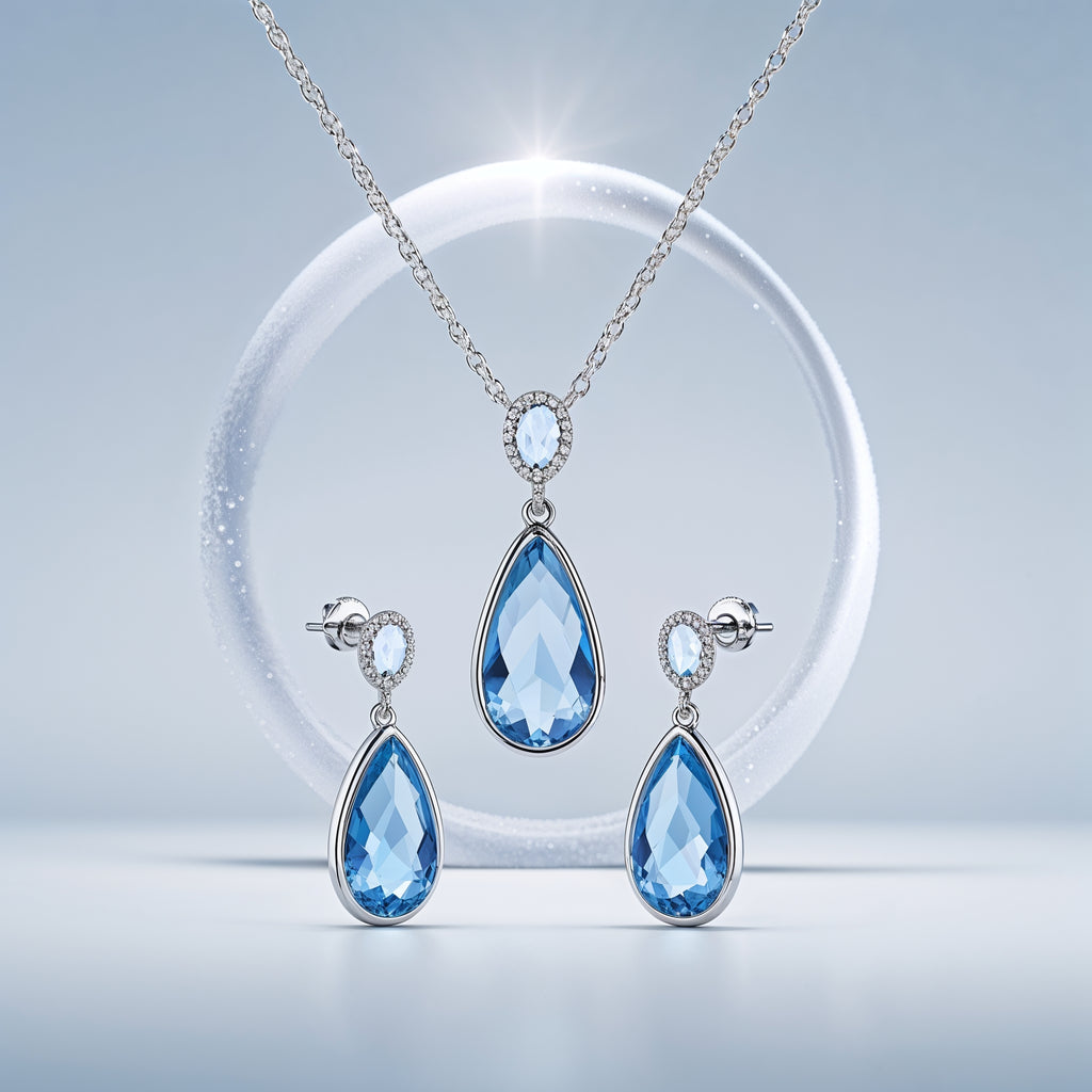 Haslkette mit Ohrringe Rhodium 925er Silber