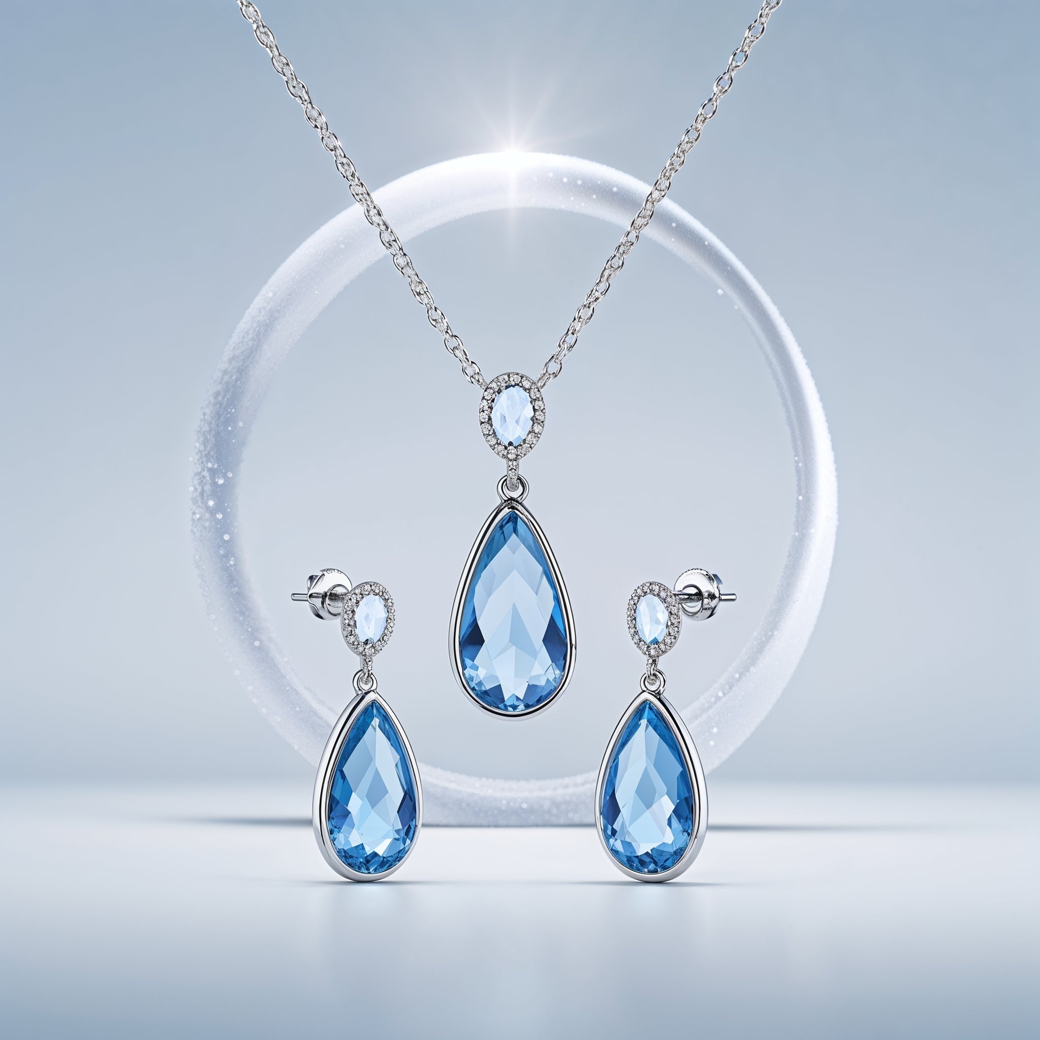 Haslkette mit Ohrringe Rhodium 925er Silber