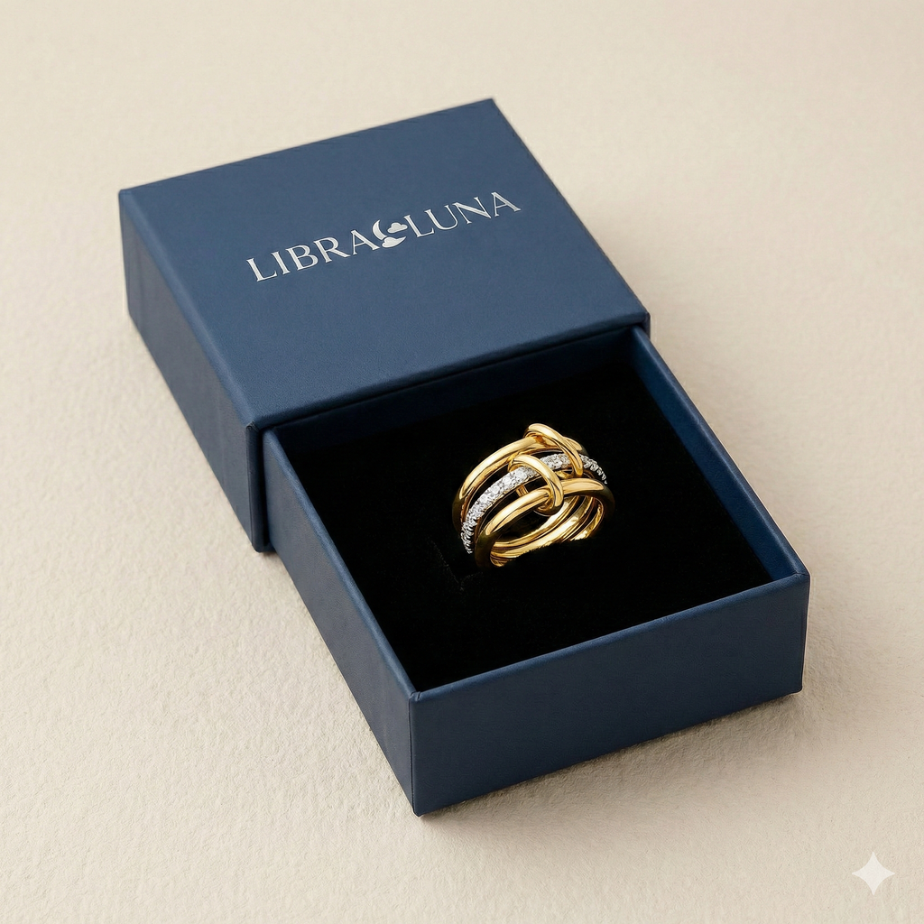 Selene Ring vergoldet 925 Sterling Silber eleganter Stapelring