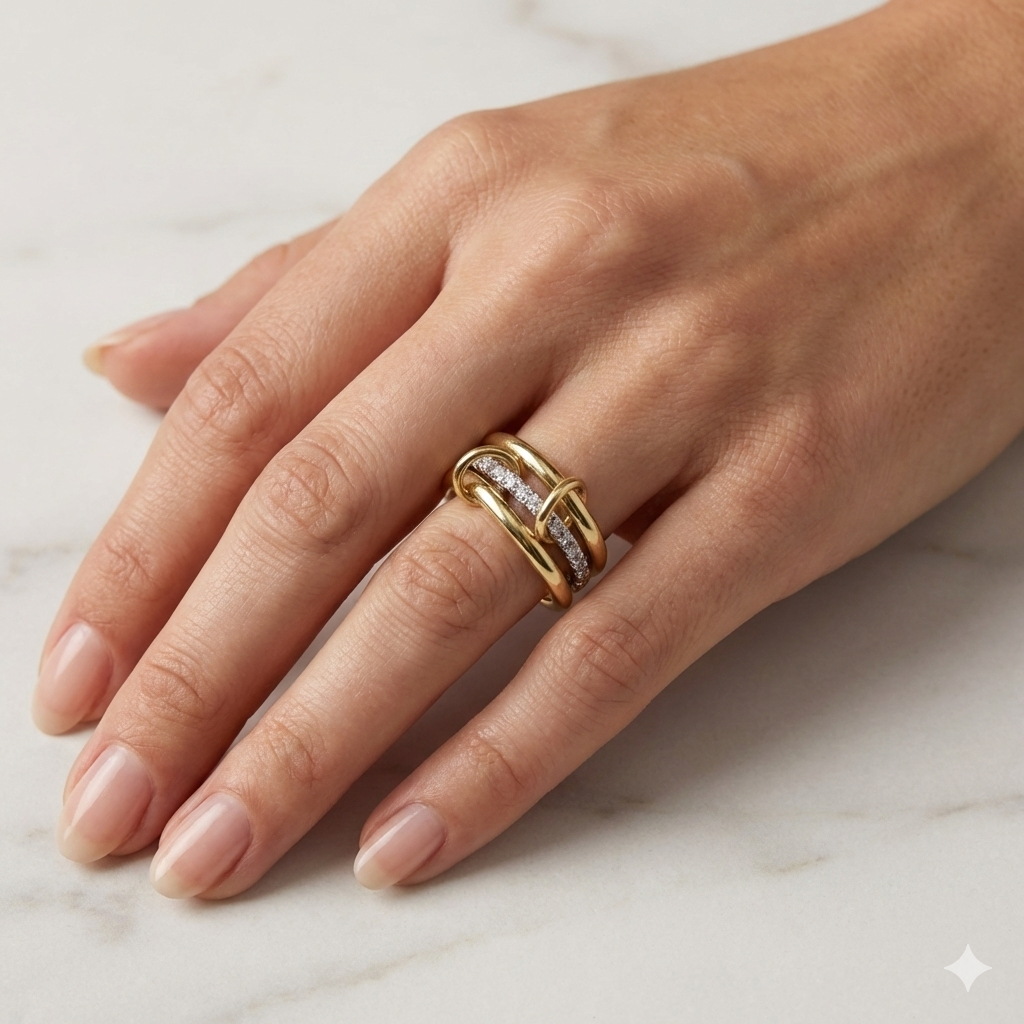 Selene Ring vergoldet 925 Sterling Silber eleganter Stapelring